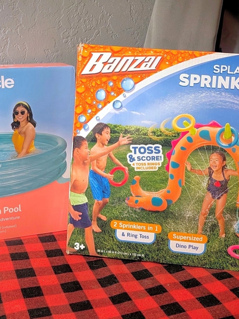 Banzai Orange Dino Splash Sprinkler - Ring Toss Water Play